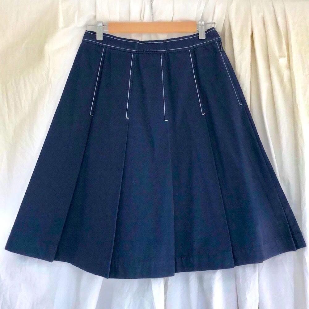 Isaac Mizrahi for Target Navy Pleated Cotton Skirt - Picture 6 of 7